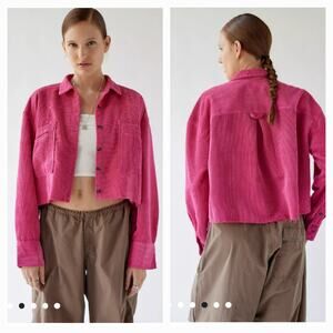 URBAN OUTFITTERS BDG RODNEY CORDUROY CROPPED SHIRT, SIZE S